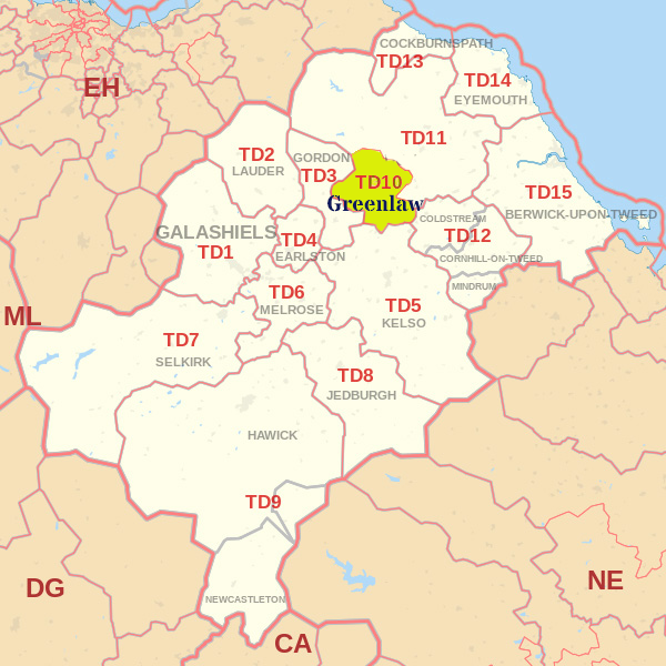 TD10 postcode map, ​​​​​​​​​​​​​​​​​​​​Jedburgh​ skip hire